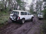 Nissan Patrol sideways on a hill climb