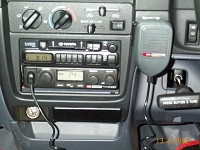 Uniden TX3000 CB installed in the dash, below the stereo.