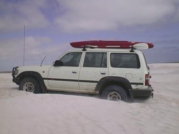 Alan's cruiser, bogged momentarily!