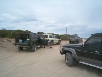 Letting our tyres down to 15psi at the Entrance to the beach at Tims Thicket