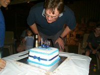 Froggy trying to blow out the candle - or was it trying to blow the Jeep off the cake and replace it with a Toyota!